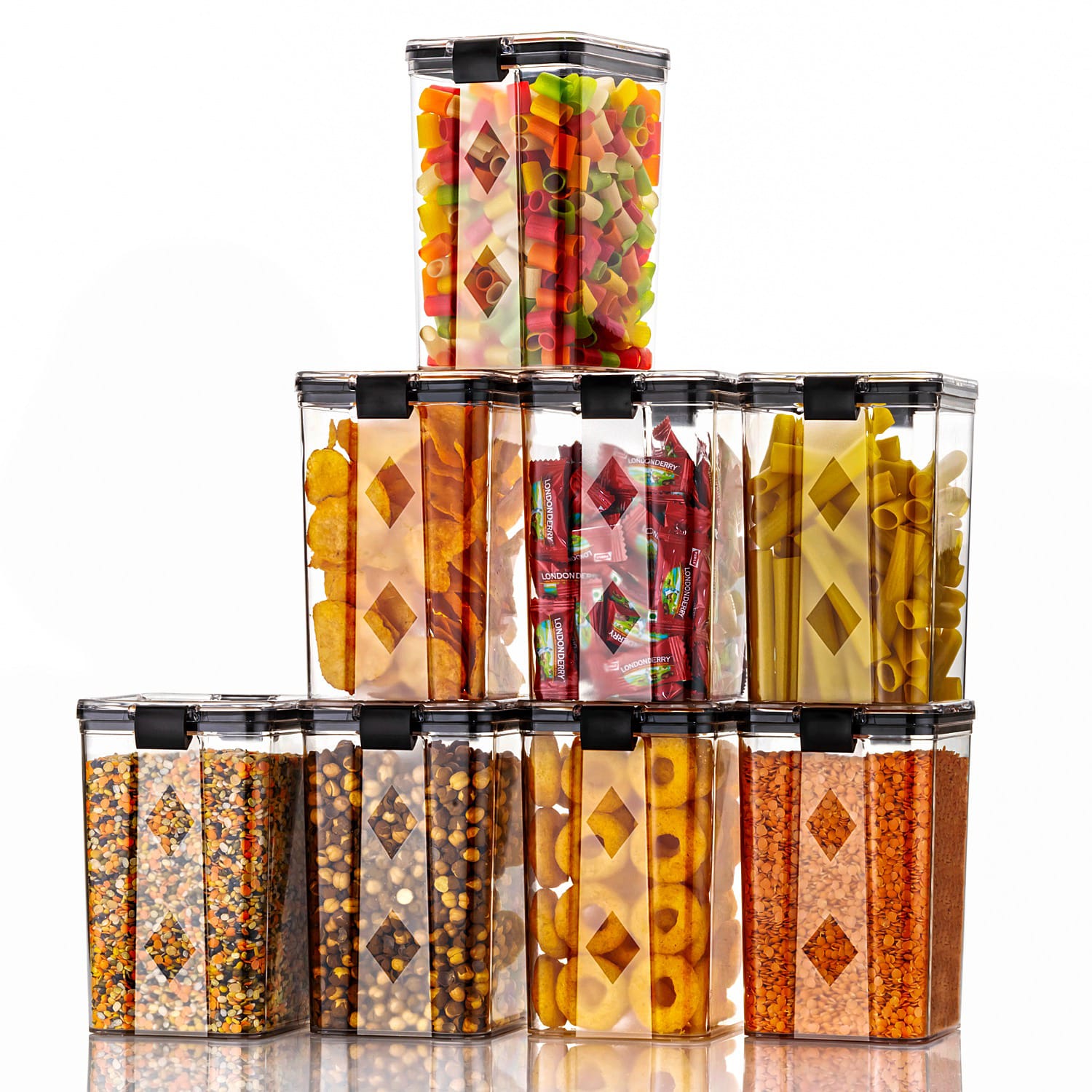 Premium Airtight Stackable Kitchen Storage Containers | BPA-Free Plastic Jars with Lid Lock | Multipurpose Pantry And Fridge Organizer