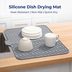 Premium Silicone Dish Drying Mat with Built-in Drainage Spout | Heat Resistant & Anti-Slip Kitchen Countertop Organizer