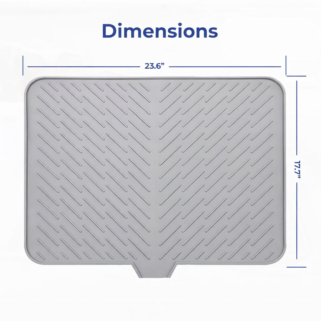 Premium Silicone Dish Drying Mat with Built-in Drainage Spout | Heat Resistant & Anti-Slip Kitchen Countertop Organizer