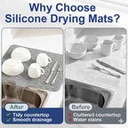 Premium Silicone Dish Drying Mat with Built-in Drainage Spout | Heat Resistant & Anti-Slip Kitchen Countertop Organizer