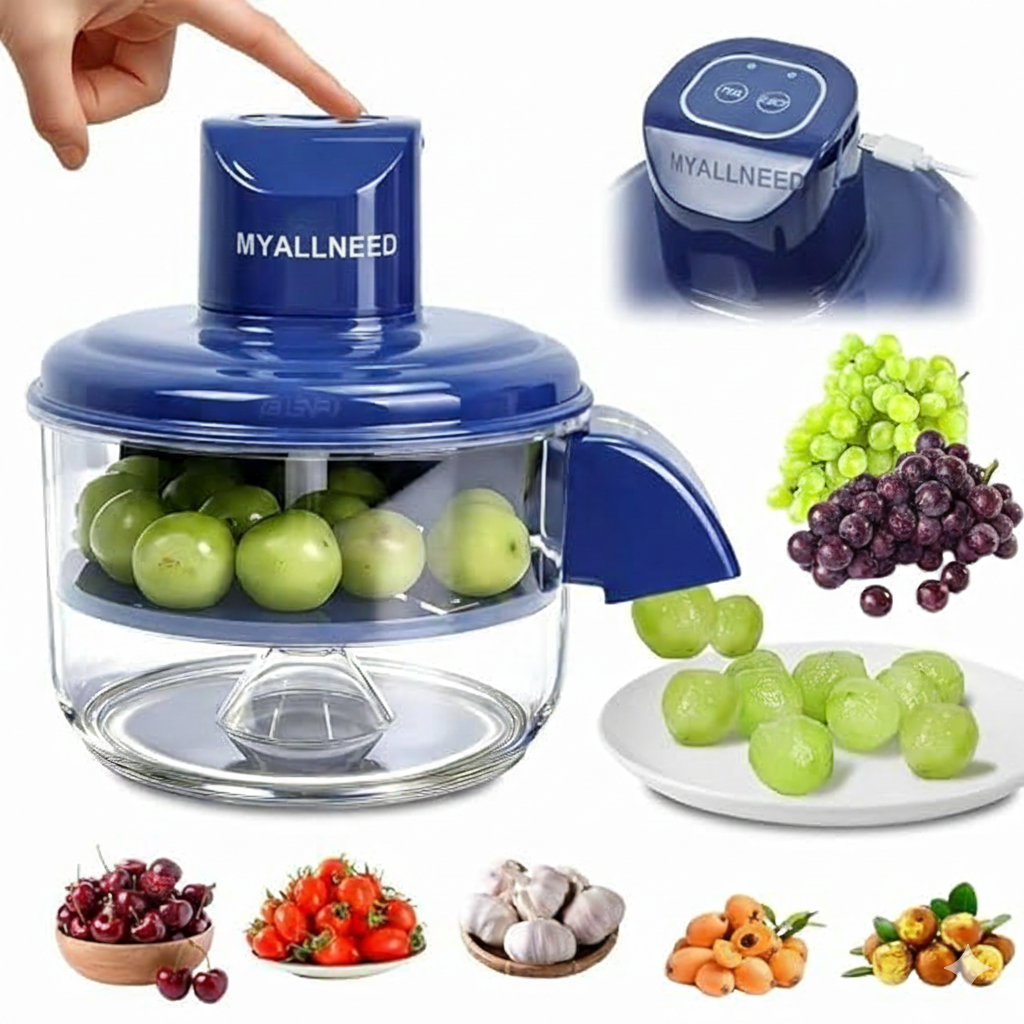 MYALLNEED Smart Electric Peeler - Cordless Automatic Machine with High-Capacity Rechargeable Battery | 5 Stainless Steel Blades for Quick Peeling (Blue)