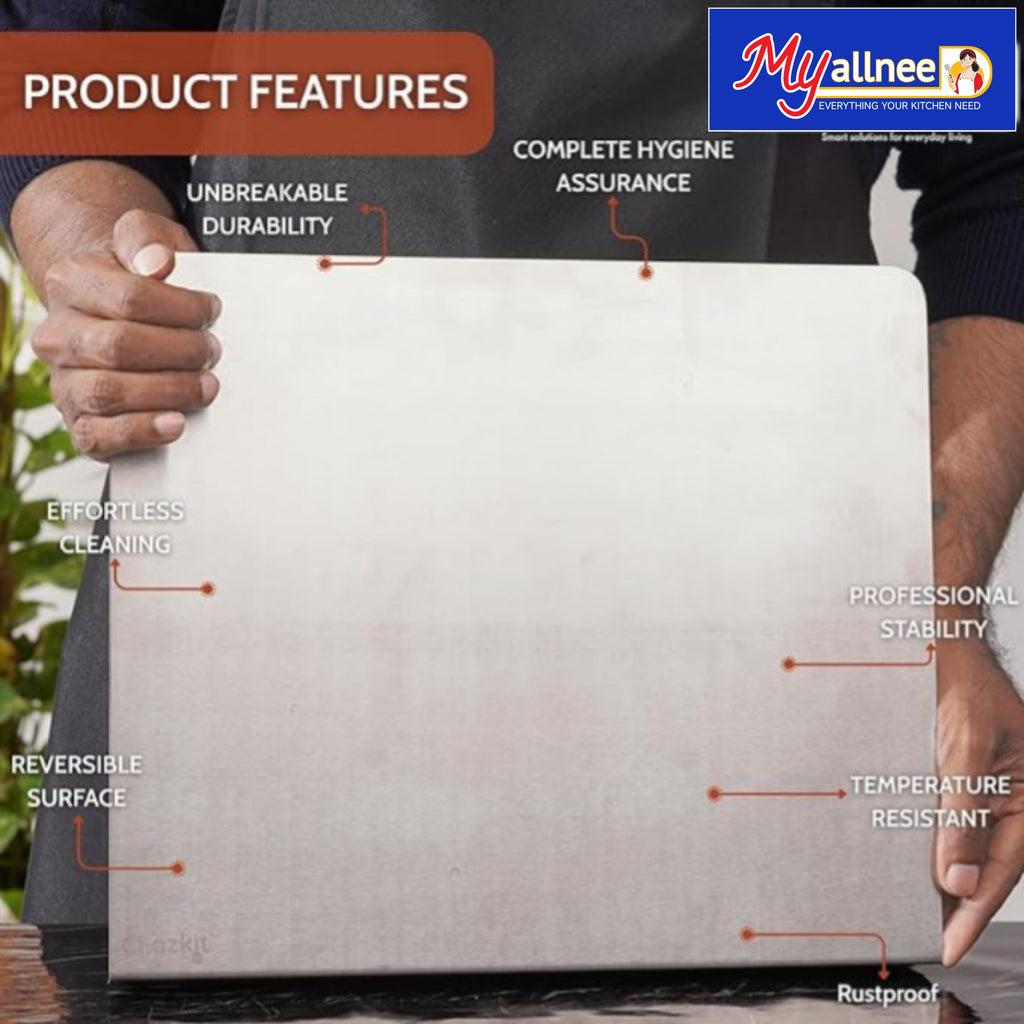 Say Goodbye to Bacteria: Invest in Myallneed High-Grade Premium Stainless Steel Chopping Board — The Last Board You’ll Ever Need | 100% Hygienic & Lifetime Durable | Invest in Your Family’s Health: