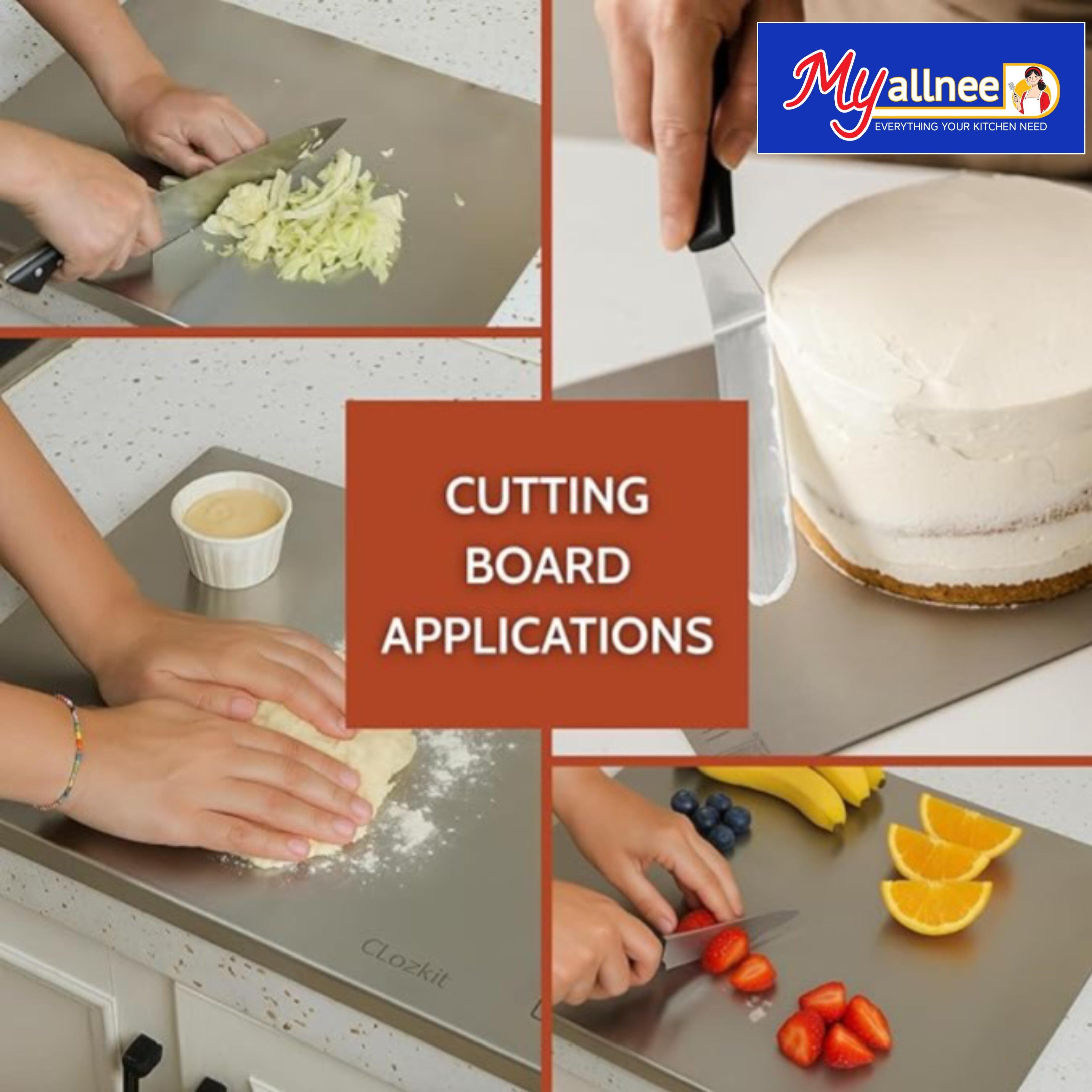 Say Goodbye to Bacteria: Invest in Myallneed High-Grade Premium Stainless Steel Chopping Board — The Last Board You’ll Ever Need | 100% Hygienic & Lifetime Durable | Invest in Your Family’s Health: